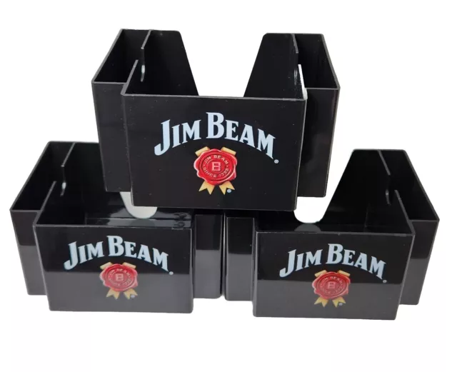 Jim Beam Whiskey Bar Caddy Black Acrylic Plastic Napkin Straw Holder Brand NEW