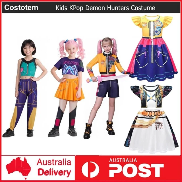 Kids K-Pop Demon Hunters Cosplay Costume – Zoey Rumi Mira Role Play Outfit (Top & Shorts)