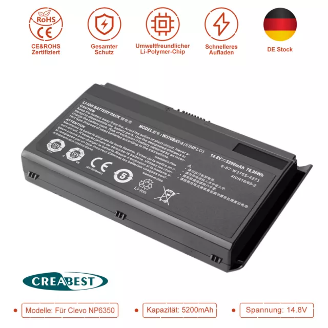 14.8V W370BAT-8 Laptop Akku Für Clevo W350etq Sager 7358 Schenker Xmg-A522/A503