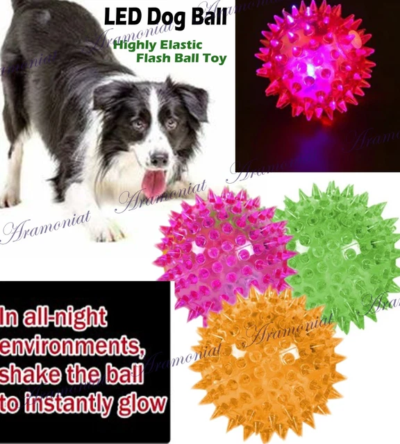 Cane per Animali Cane Accensione Spikey LED Palla Rimbalzo Lampeggiante Sensoriale Divertimento Palla Denti