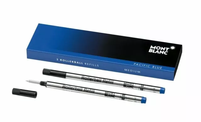 MontBlanc Rollerball Refills MEDIUM Pacific Blue 2pcs/Box Germany 105159 3