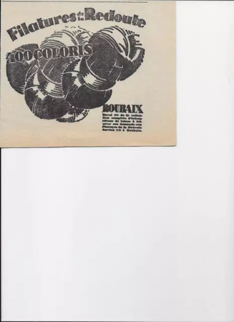Publicité ancienne 1928 Filatures La Redoute laine Roubaix Pub 16.5x13.5 Advert