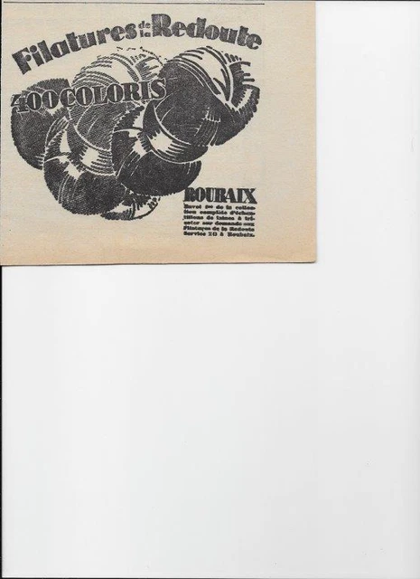 Publicité ancienne 1928 Filatures La Redoute laine Roubaix Pub 16.5x13.5 Advert