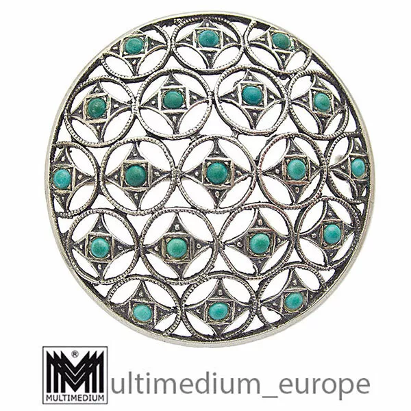 Art Deco Türkis Silber Brosche 30er Jahre 835 silver brooch turquoise 30s