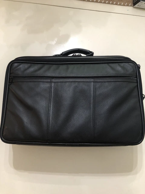 Case-Tek Inc Chicago IL Black Leather Computer Briefcase 17"x12"x6" Made in USA Case-Tek Inc Chicago IL Black Leather Computer Briefcase 17"x12"x6" Made in USA
