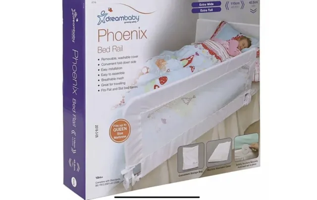 Dreambaby Phoenix Kids Bed Rail In White, 110cm x 45.5cm  New.