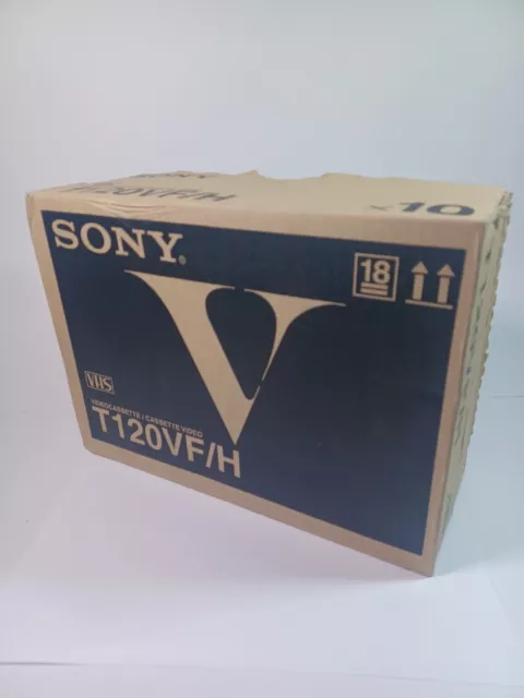 Sealed Box of 10 Sony VHS Video Tapes Premium Grade T-120 VF (T120VF/H ) NOS