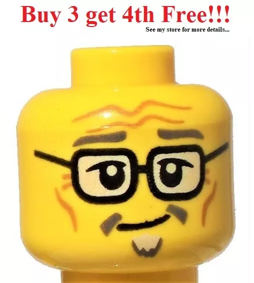 ☀️NEW Lego Male Minifigure Minifig Head Face Glasses Smile #19