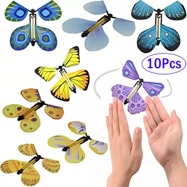 10PCS Magic Wind Up Flying Butterfly Fairy Flutter Flyers Magic Props Toys Gift