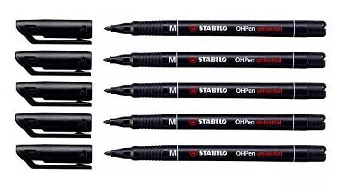 5 x Stabilo OHPen Folienschreiber OHP-Marker M, permanent 1 mm schwarz