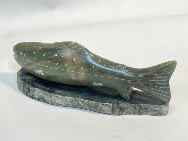 Alaskan, Inuit, Alaska Carved Soapstone Fish Marked
