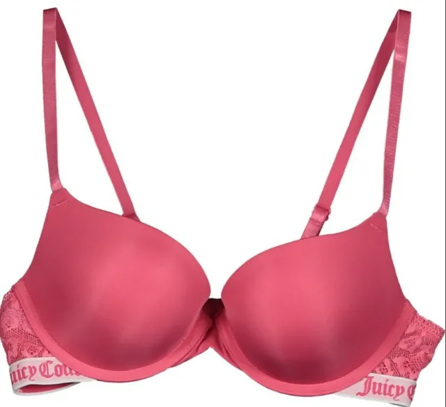 JUICY COUTURE PINK Push Up Plunge Underwired Bra Size 34C £14.90