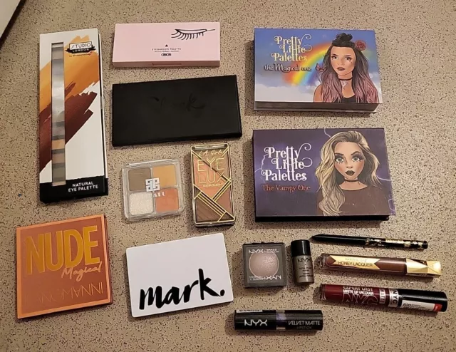 Mixed makeup bundle, Eyeshadow Palettes, Lip/eyeliner, Lipsticks All New.