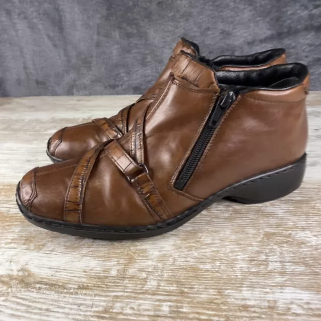 Rieker Brown Leather Zip Up Ankle Boots Women’s Size UK 4 EU 37