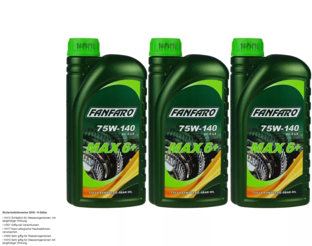 3x1 Litro Original FANFARO Aceite Motor Máximo 6+ 75W-140 Gear Oil Aceite De