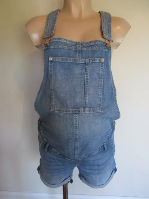 H&M Mama Maternity Blue Denim Jeans Dungarees Shorts Size 10