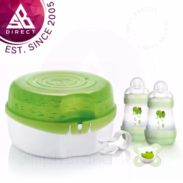 MAM Microwave Steam Steriliser Kit Includes 2x160 ml Bottle,1x Dummy+Teat Tongs