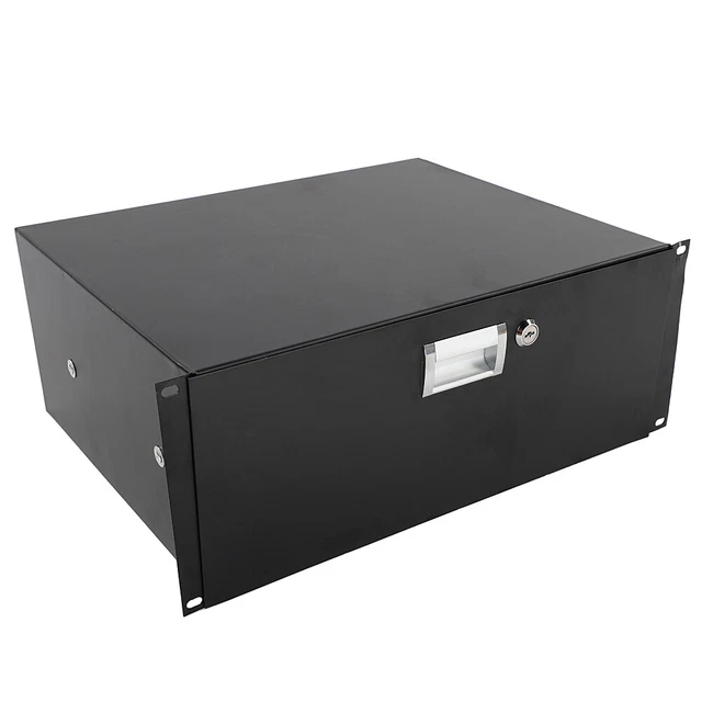 19 DJ Equipment Cabinet Black Steel Drawer 4U Rack Case w/ Keys
