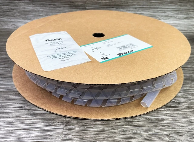 Panduit T62T-Q Spiral Wrap, UV TFE, 0.62" x 25', Natural Clear Roll
