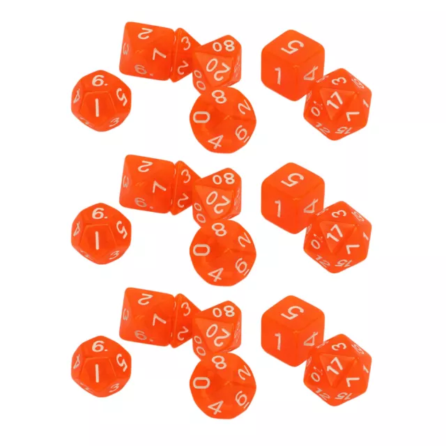 (Orange)Number Dice Set Polyhedral Dice Set Portable Clear Numbers Multipurpose