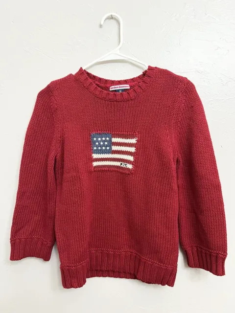 Ralph Lauren Polo Jeans Co Flag Sweater Medium Red Cableknit Small Vintage 90s