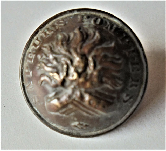 Ancien bouton métal cuivré " SAPEURS POMPIERS  L dans couronne PARIS 24 mm N°21