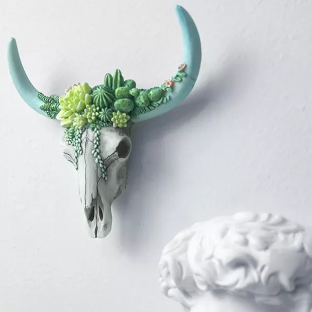 Home Garden Decorations Resin Animal Figurines Crafts Cow Skull Wall Pendant