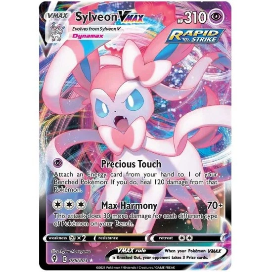 Sylveon VMAX 075/203 Holo Rare Evolving Skies Pokemon Cards TCG Pack Fresh Mint