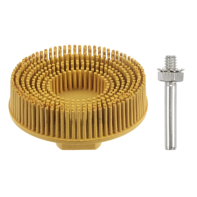 3Inch 80 Grit Abrasive Coating Removal Bristle Disc with 1/4 Inch Shank, Yellow
