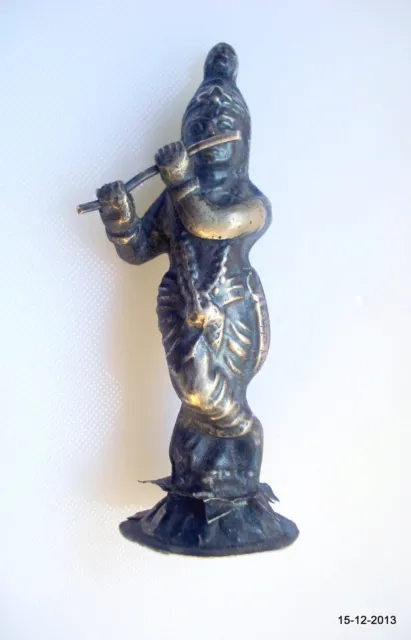 vintage antique collectible old silver statue idol hindu god lord krishna