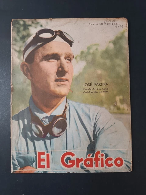 Poster Juan Manuel Fangio – Magazine El Grafico 1949 – Pilote F1 Légende