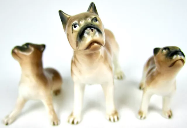 Vintage Miniature Ceramic Boxer Dog Figurine Figure Statue Dogs Puppy Lot of 3! 3