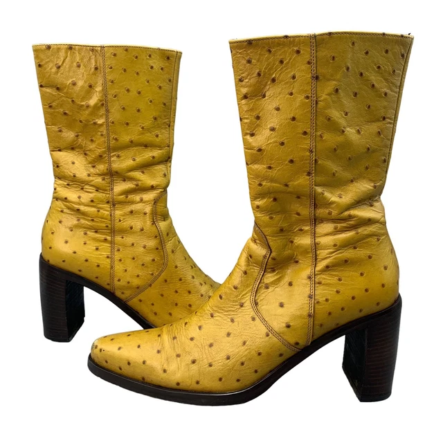 VIC MATIE COWBOYSTIEFEL UK5/38 gelbes Straußenleder mittlerer ...