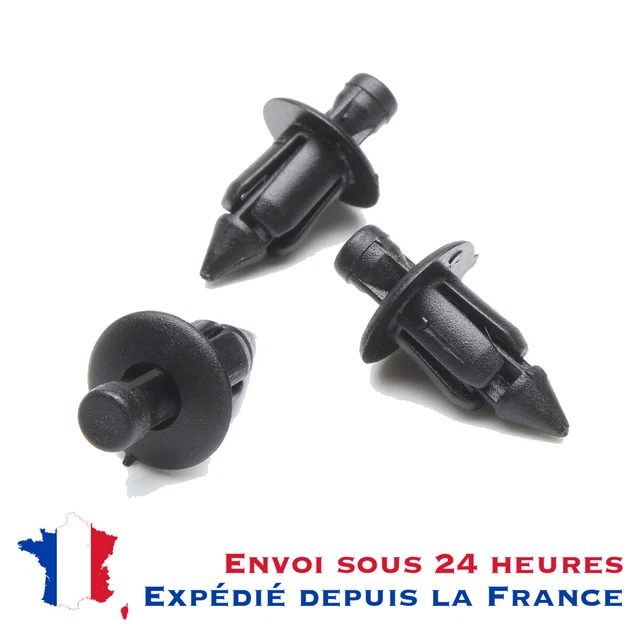 Lot 10 clips 6mm plastique rivet garniture carénage moto Honda, Yamaha, Suzuki