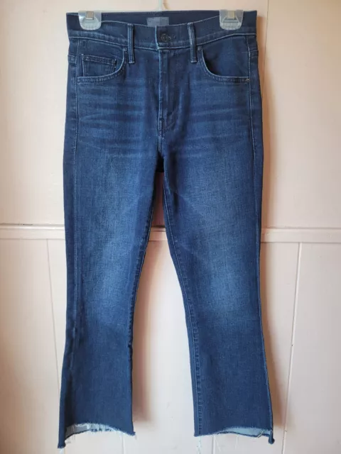 Mother Jeans Size 25 The Insider Crop Step Fray Movin on Up Blue Denim Dark EUC