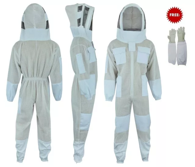 Beekeeping/Beekeeper Suit-3 Layers Ventilated-Fencing Veil & Free Gloves-Large.