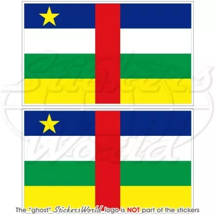 ZENTRALAFRIKANISCHE REPUBLIK Flagge AFRIKA Fahne 75mm Vinyl Sticker Aufkleber x2