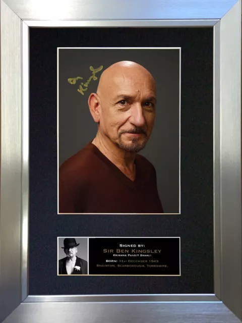 BEN KINGSLEY Signed Mounted Reproduction Autograph Photo Prints A4 341 2