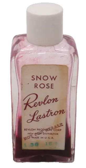 Vintage 1950's Revlon Lastron Nail Polish 1 Fl. Oz Glass Bottle Snow Rose Rare