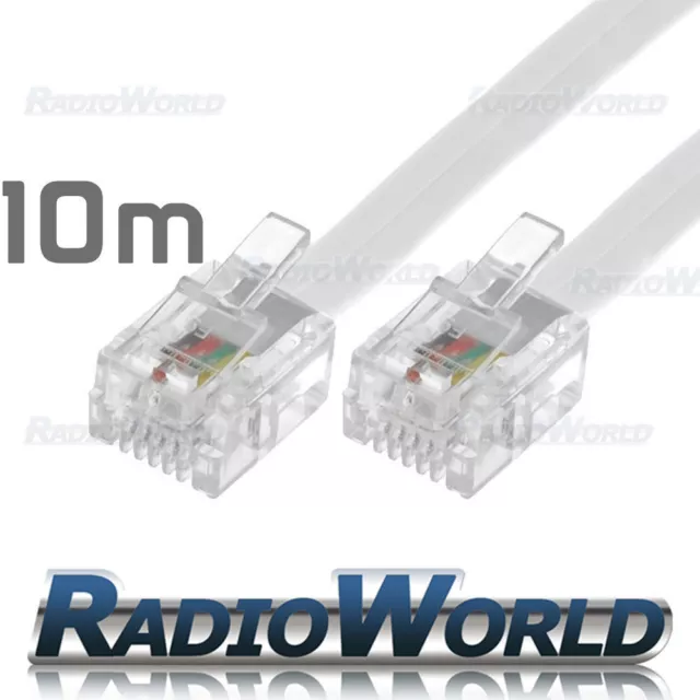 10 m Meter RJ11 AUF RJ-11 Kabel Breitbandmodem/Internet Kabel lang DSL weiß