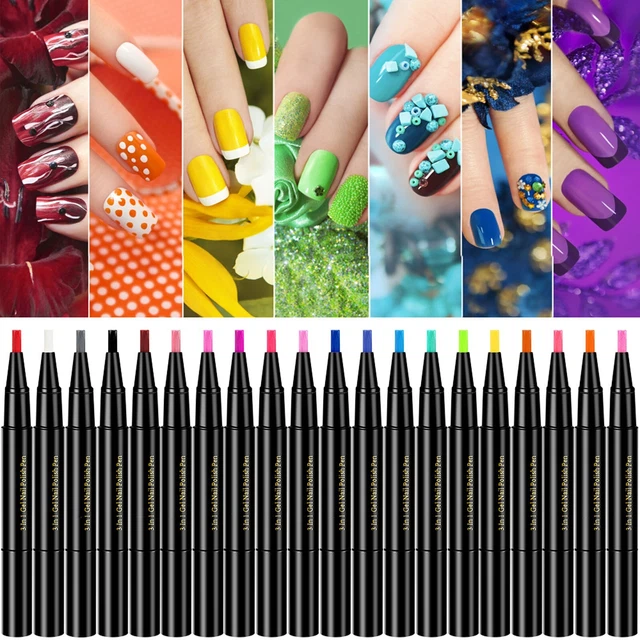20 Colores Hágalo usted mismo Pluma Arte en Uñas Lápiz 3D Dibujo Pintura Pintura Pintura Pincel Esmalte
