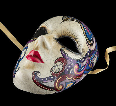 Mask from Venice Volto Face Mystery IN Paper Mache Handmade Single 2586 2