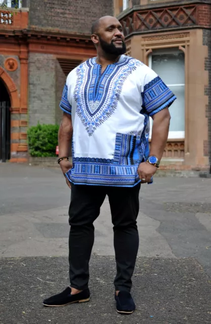 White & Blue Unisex Dashiki Shirt/Dashiki Multi Men Dashiki Shirt / Women