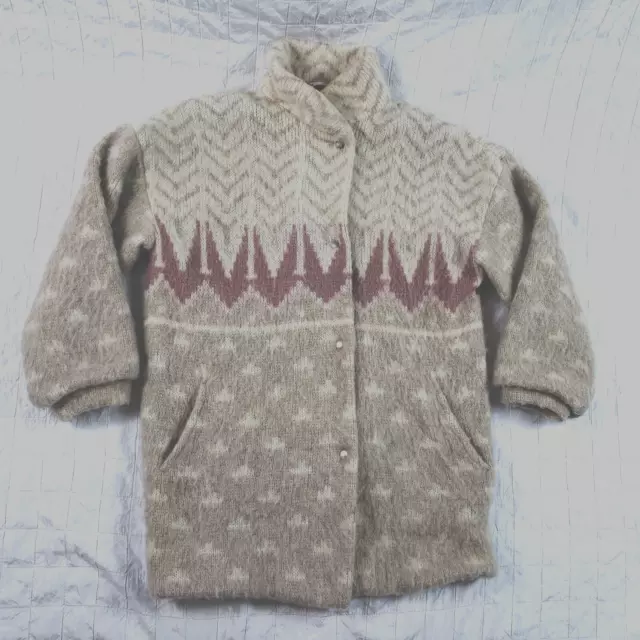 Vintage Alafoss Icewool Mens Size XS Snap Closure wool Jacket Cream Beige