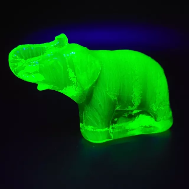 Uranium Elephant Trunk Up Vaseline Yellow Uranum Glass Collectible Figurine