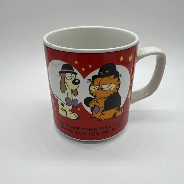 Garfield Cat VTG Enesco Coffee Cup Laurel & Hardy 1978 Cartoon Ceramic Mug/Cup