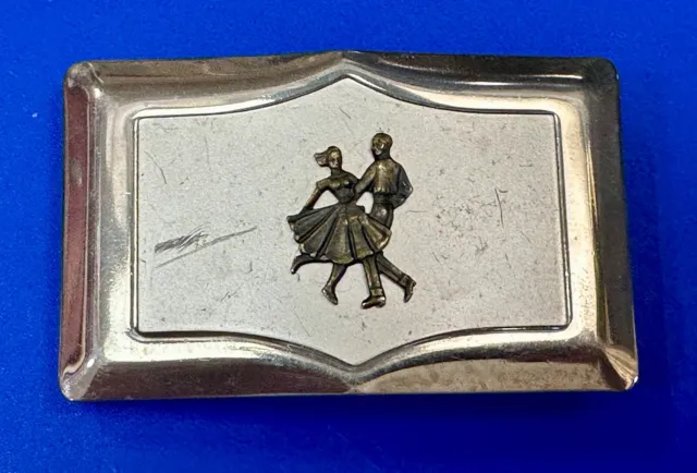 Country line square dancing couple raised figure belt buckle