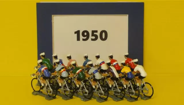 FIGURINE CYCLISTE - CYCLIST FIGURE - 1950 TOUR DE FRANCE COMPLET (14 Figurines)