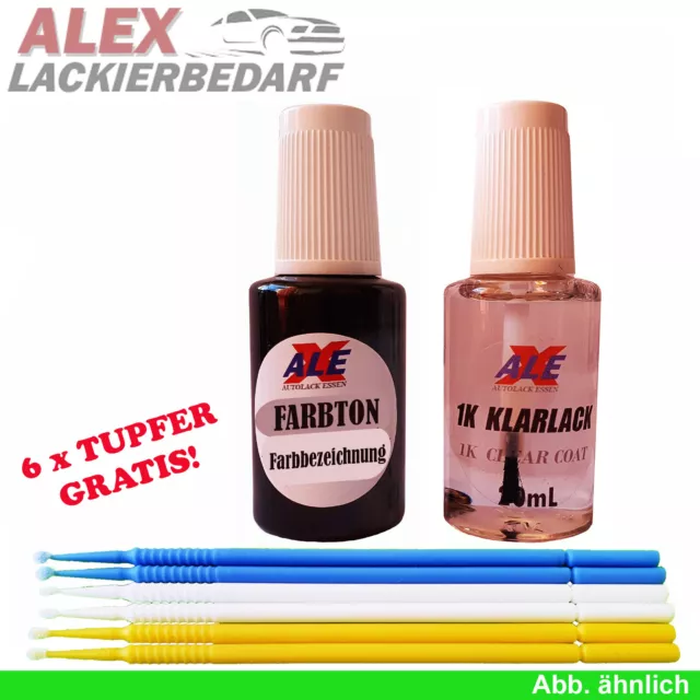 # Lackstift für VW AUDI LA7W Reflexsilber met+ Klarlack 2x20ml + 6x Tupfer