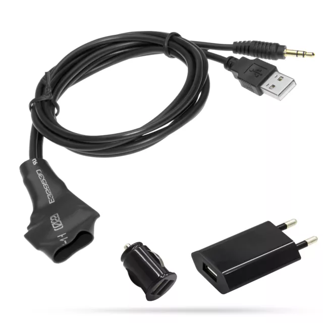 KFZ Radio AUX Bluetooth Adapterkabel Klinke USB Netz Ladeadapter für Skoda Seat